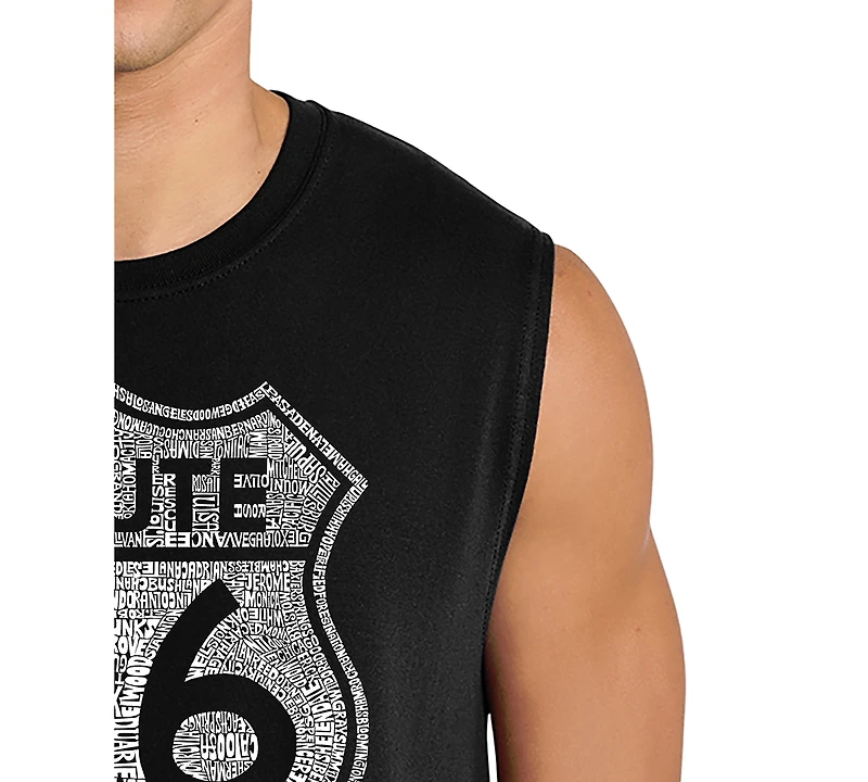La Pop Art Men's Route 66 Vintage Highway Shield Graphic Tank Top