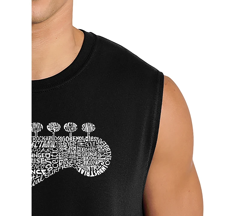 La Pop Art Men's Electric Guitar Typography Design Tank Top