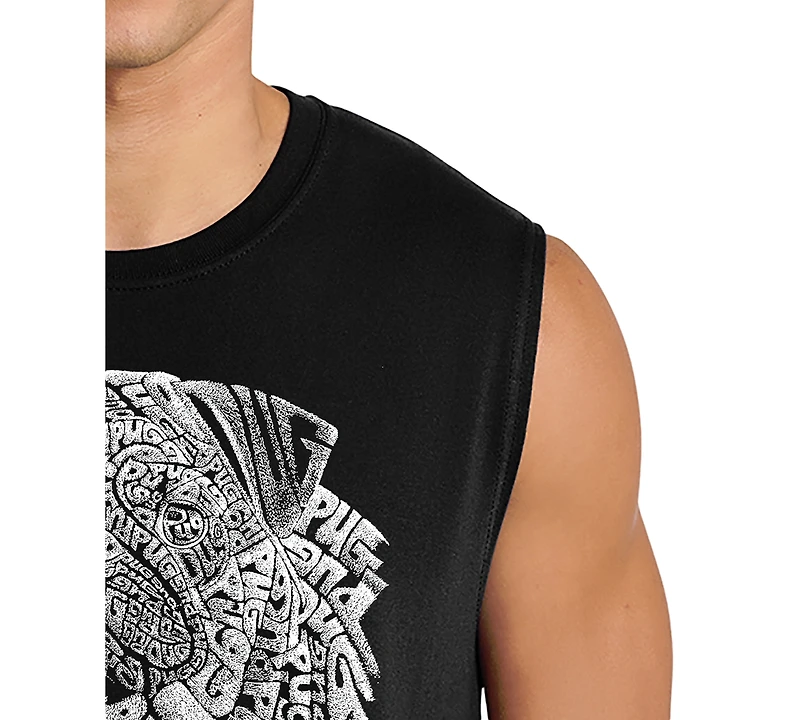 La Pop Art Men's Dog Face Typography Word Graphic Tank Top