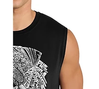 La Pop Art Men's Dog Face Typography Word Graphic Tank Top