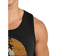 La Pop Art Men's Sunset Palm Tree Beach Scene Word Graphic Tank Top