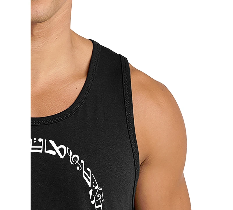 La Pop Art Men's Headphones Music Word Graphic Tank Top