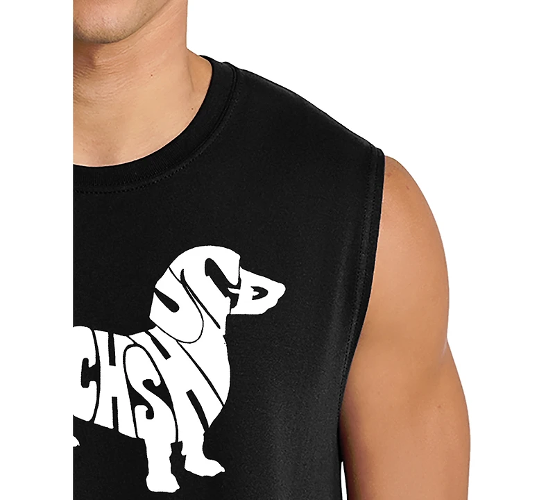 La Pop Art Men's Dachshund Word Graphic Tank Top