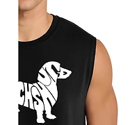 La Pop Art Men's Dachshund Word Graphic Tank Top