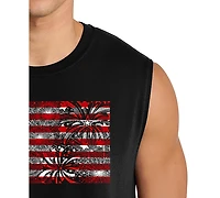 La Pop Art Men's American Flag Fireworks Tank Top