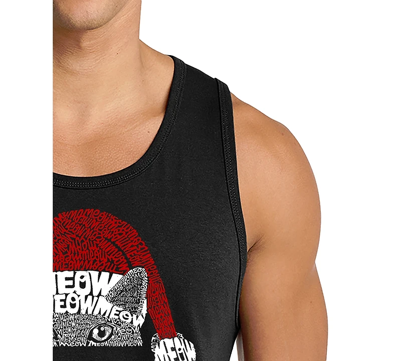 La Pop Art Men's Santa Cat Word Tank Top