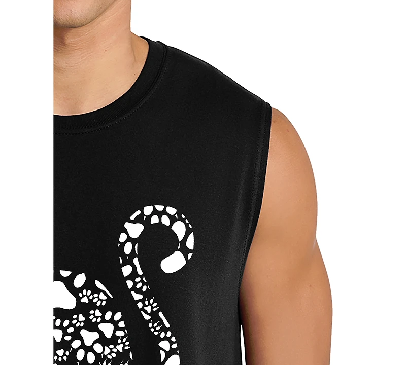 La Pop Art Men's Cat Silhouette Heart Pattern Word Graphic Tank Top