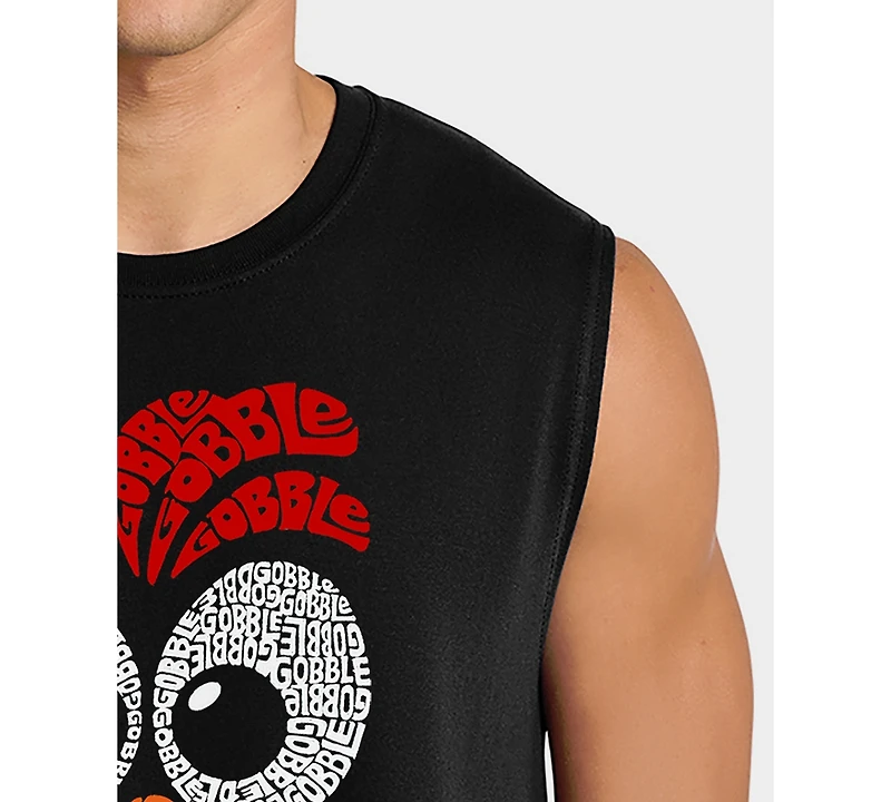La Pop Art Men's Turkey Face Typography Graphic Tank Top