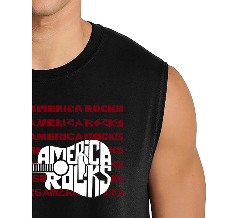 La Pop Art Men's America Rock Word Graphic Tank Top