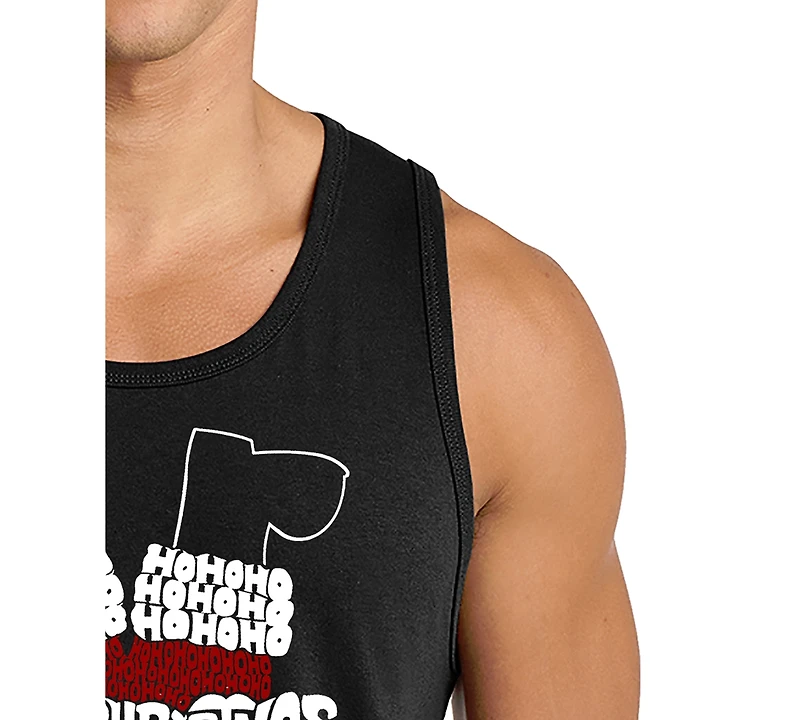 La Pop Art Men's Santa Claus Down The Chimney Graphic Tank Top