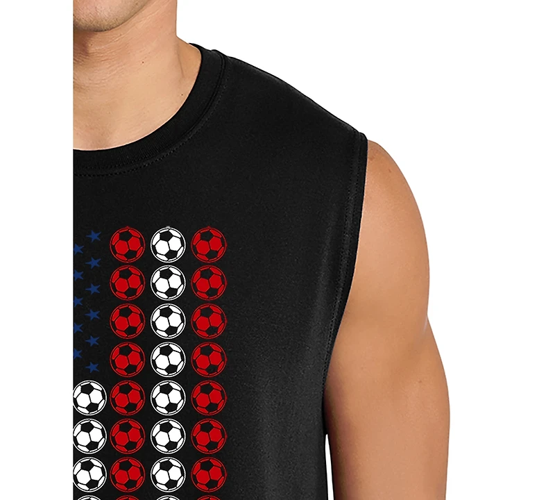 La Pop Art Men's Soccer Ball American Flag Typography Graphic Tank Top
