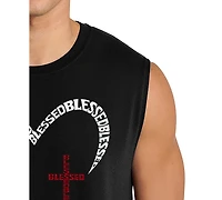 La Pop Art Men's Cross Heart Faith Word Graphic Tank Top