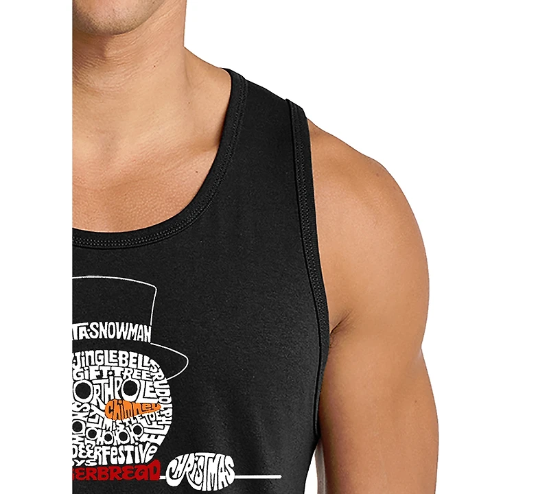 La Pop Art Men's Snowman Outstretched Arms Word Graphic Tank Top