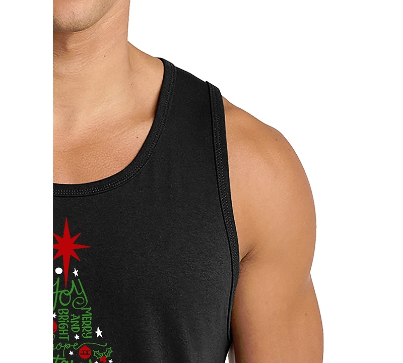La Pop Art Men's Christmas Tree Word Tank Top