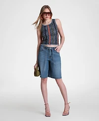 Avec Les Filles Women's Novel Stitch Stripe Tank Top