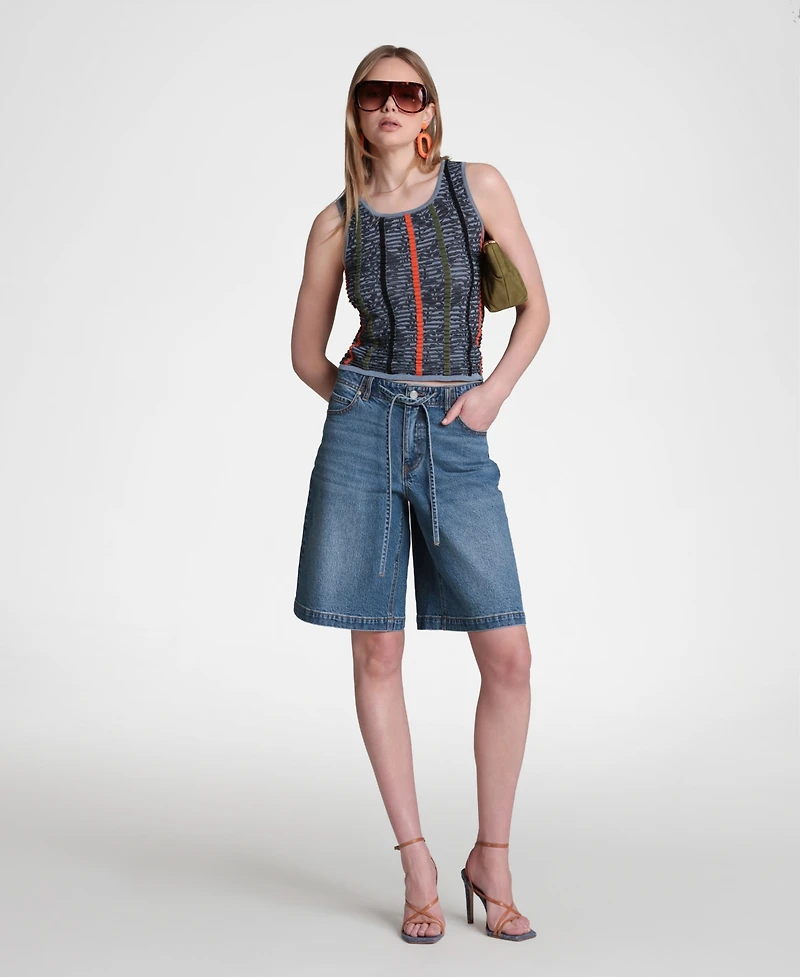 Avec Les Filles Women's Drawstring Mid-Rise Shorts