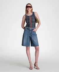 Avec Les Filles Women's Drawstring Mid-Rise Shorts