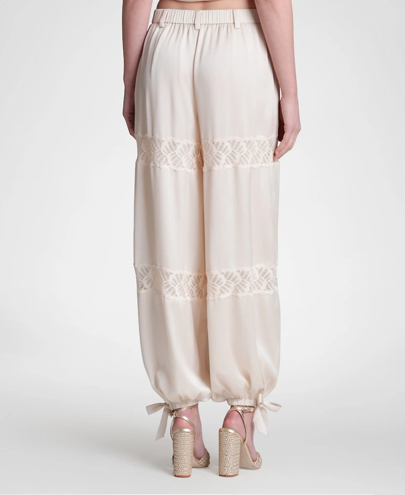 Avec Les Filles Women's Lace Combo Balloon Pants