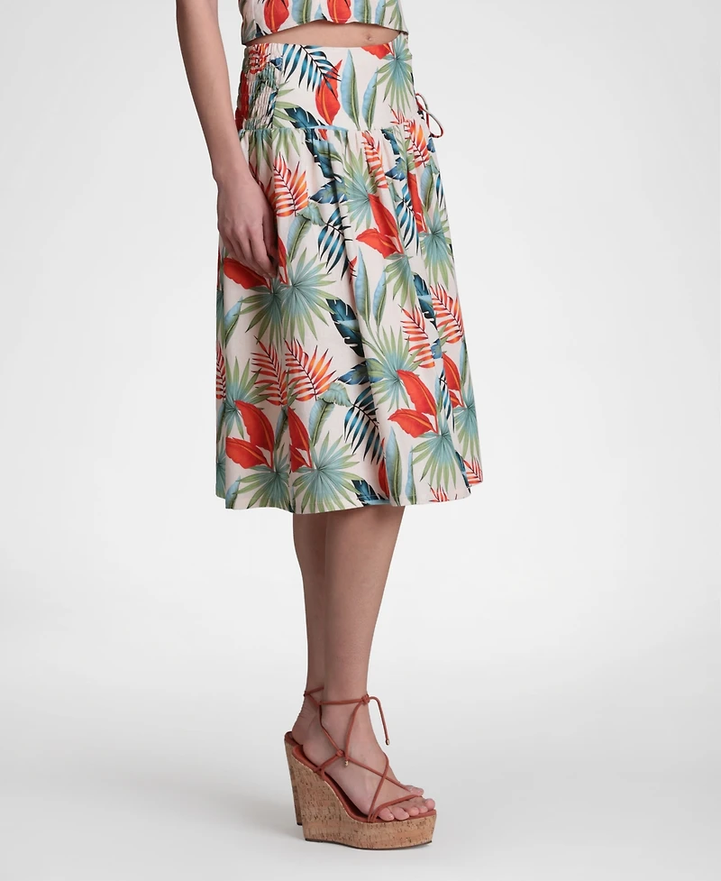 Avec Les Filles Women's Linen-Blend Side Tie Midi Skirt