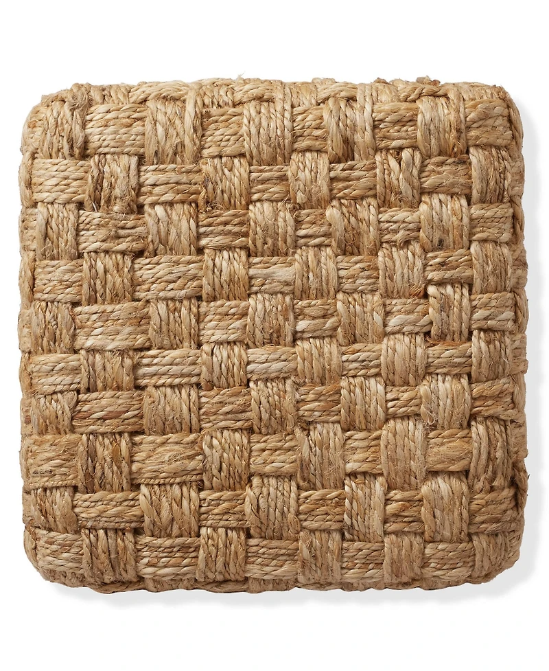Casafield Seagrass Cube Ottoman, Square Handwoven Pouf, Indoor Boho Home Decor for Living Room, Apartment