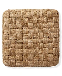 Casafield Seagrass Cube Ottoman, Square Handwoven Pouf, Indoor Boho Home Decor for Living Room, Apartment