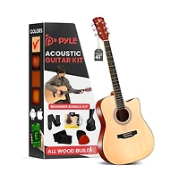 Pyle 41" Full-Size Acoustic Guitar Kit, Cutaway Body with Digital Tuner and Accessory Kit