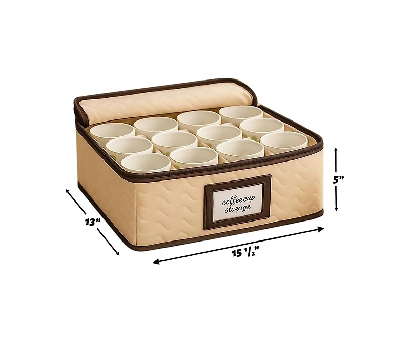 Florida Brands Quilted Microfiber China Organizer Box with Dividers - Protects & Organizes Up to 12 Pieces