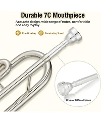 gaomon Bb Standard Trumpet Set for Beginners - Brass Student Instrument Mouthpiece Case Cleaning Kit