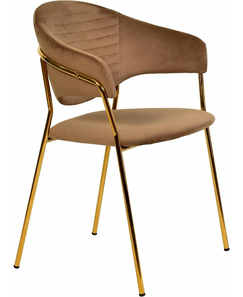 LeisureMod Bella Dining Chair With Arms Upholstered Leather/Velvet Accent Ergonomic Durable Stainless Steel Base for Modern Kitchen, Living Room