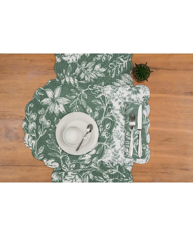 C&F Home Everview Sage Botanical Quilted Table Runner 14" x 51