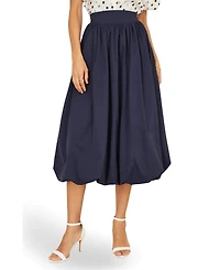 Yumi Women's Satin Bubble Hem Midi Skirt