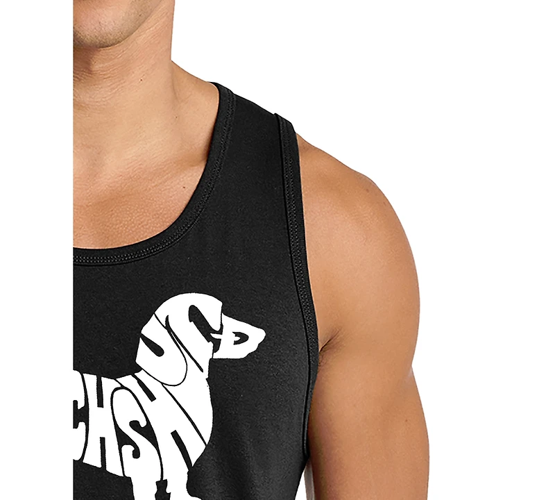 La Pop Art Men's Dachshund Word Graphic Tank Top