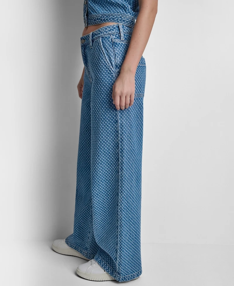 Dkny Jeans Women's Mid-Rise Wide-Leg Boucle