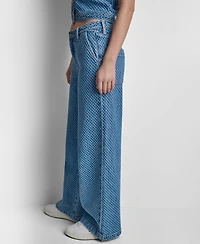 Dkny Jeans Women's Mid-Rise Wide-Leg Boucle