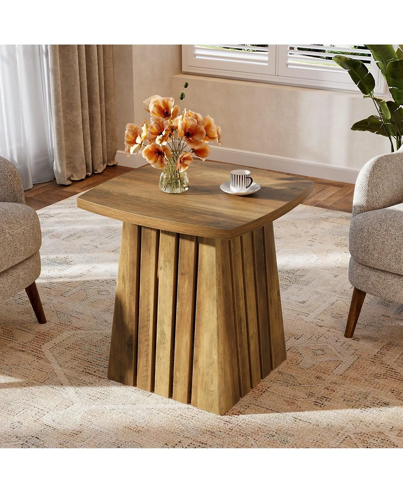 Slickblue Modern Square End Table with Stylish Column Base Design