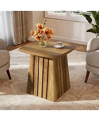 Slickblue Modern Square End Table with Stylish Column Base Design