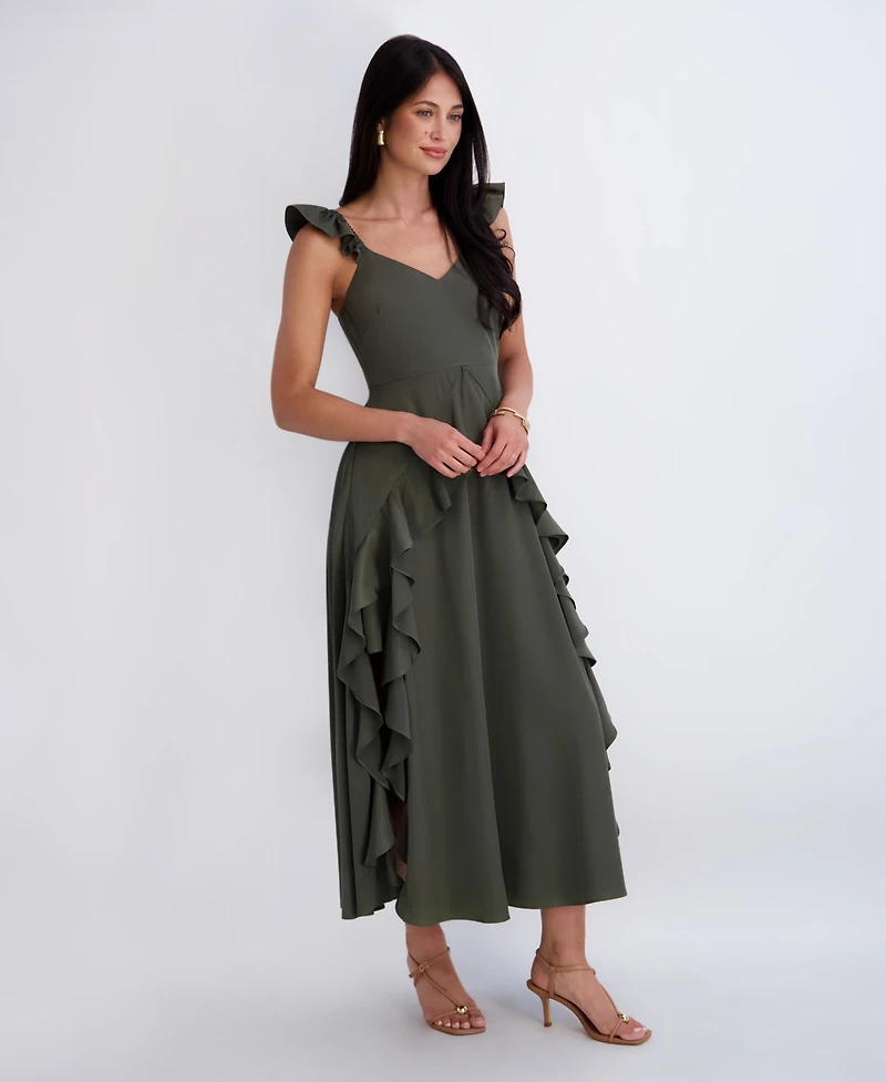Siena Women's Ruffle Strap Maxi Dress with Cascading Skirt
