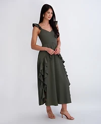 Siena Women's Ruffle Strap Maxi Dress with Cascading Skirt