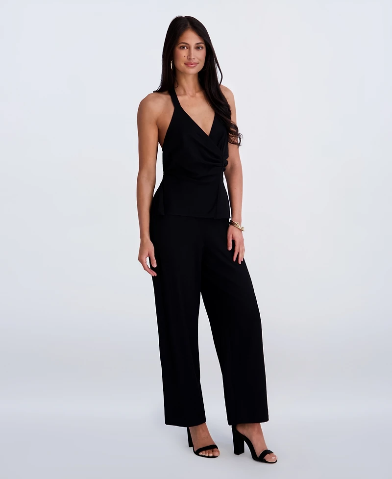 Siena Women's Faux Linen Halter Jumpsuit