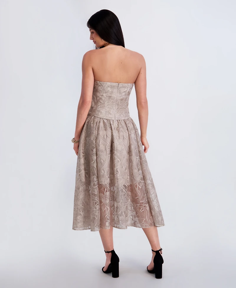 Siena Women's Embroidered Mesh Midi Dress