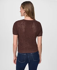 Dkny Jeans Women's Short-Sleeve Crewneck Cardigan