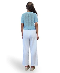 Yumi Women's Crochet Short Sleeve Cardigan