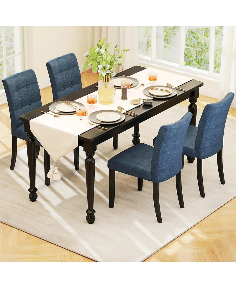 Gymax 4PCS Tufted Dining Chairs Upholstered Kitchen Armless Side Chairs w/Padded Seat