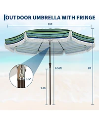 gaomon Patio Outdoor Table Umbrella with Retro Fringe with Crank Handle for Backyard, Pool, Camping