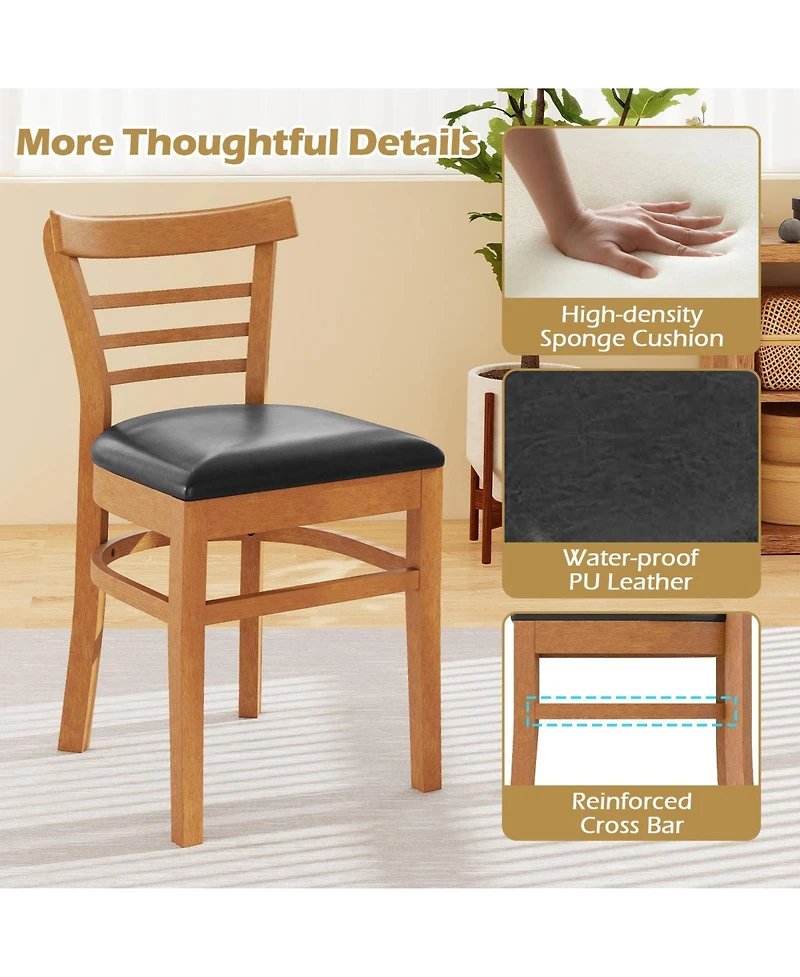 Gymax Modern Dining Chair Set of 4 Upholstered Kitchen Chair w/Rubber Wood Legs