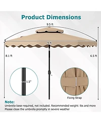 Gymax 9 Feet Patio Umbrella With Push Button Tilt And Crank 2-Tier Vented Top 8 Metal Ribs