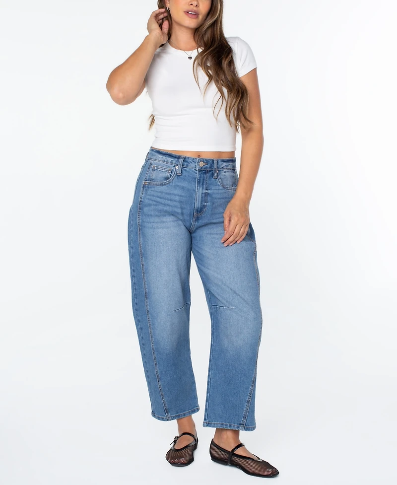 Celebrity Pink Juniors' High-Rise Barrel-Leg Jeans