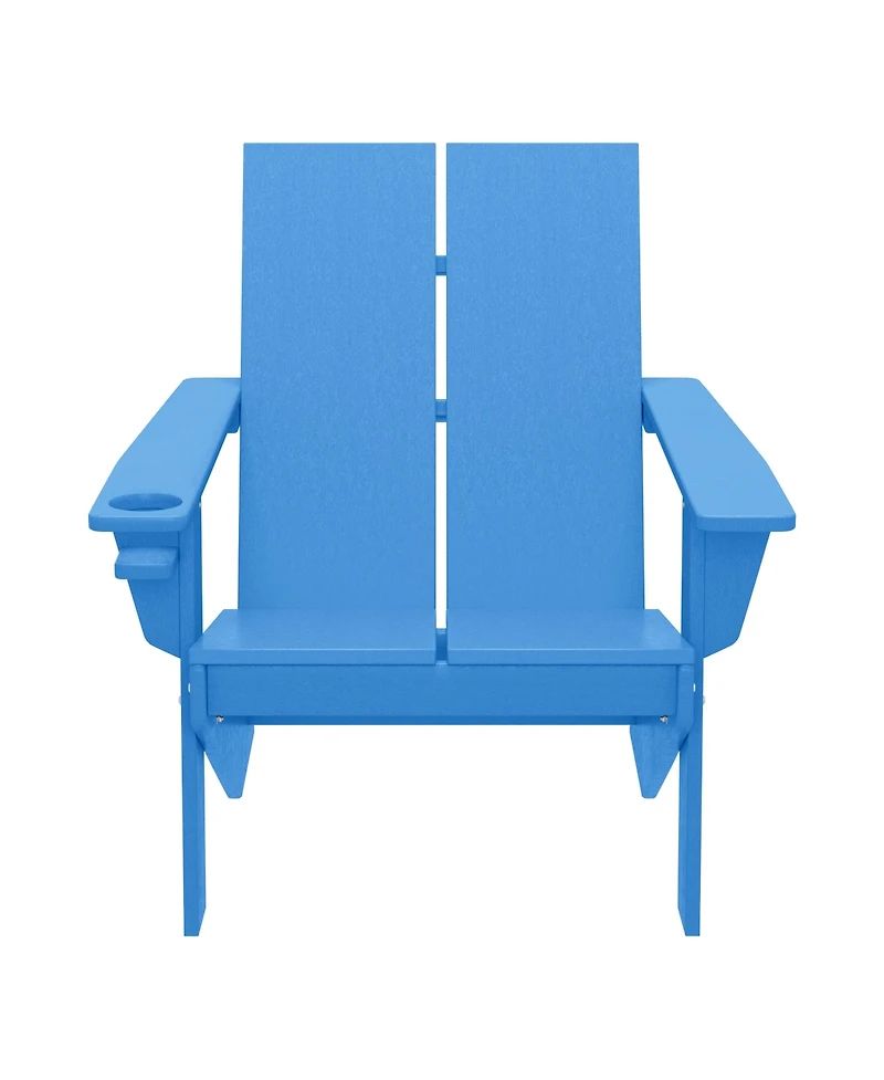 Outdoor Hdpe Modern Adirondack Chair with Cup Holder (Set of