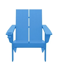 Outdoor Hdpe Modern Adirondack Chair with Cup Holder (Set of