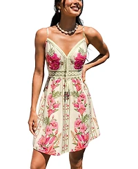 Cupshe Women's Sweet Blossom Floral Mini Beach Dress